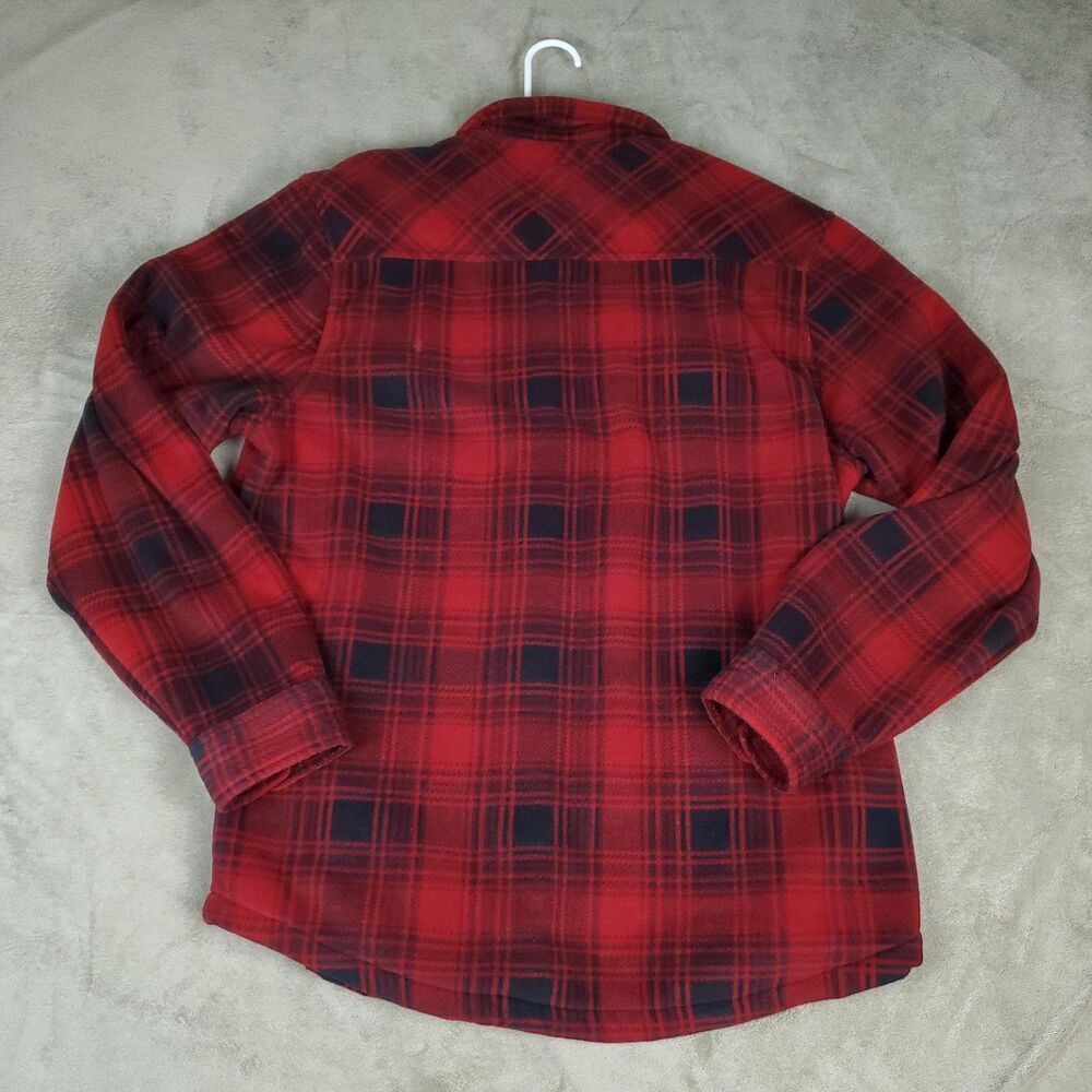 Coleman Sherpa Lined Fleece Jacket Shirt Mens Large Red Plaid Button Up Outdoor - Picture 9 of 11